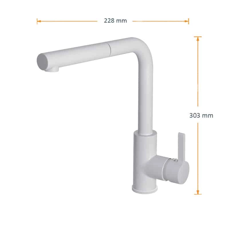 Rubinetto Miscelatore Cucina Quareco monocomando doccetta estraibile Bianco QMHC02BI