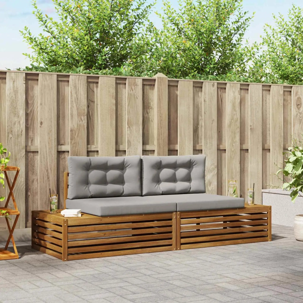 Set di divani da esterno-Sofa da giardino con cuscino Grigio Naturale e Chiaro 375697