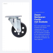 Accessorio Zwenkwielen Set da 1 - Costruzione in Ottone - Diametro del Carrello 90 Mm - Altezza di Installazione 125 Mm - Struttura Solida - Zwenkwielen