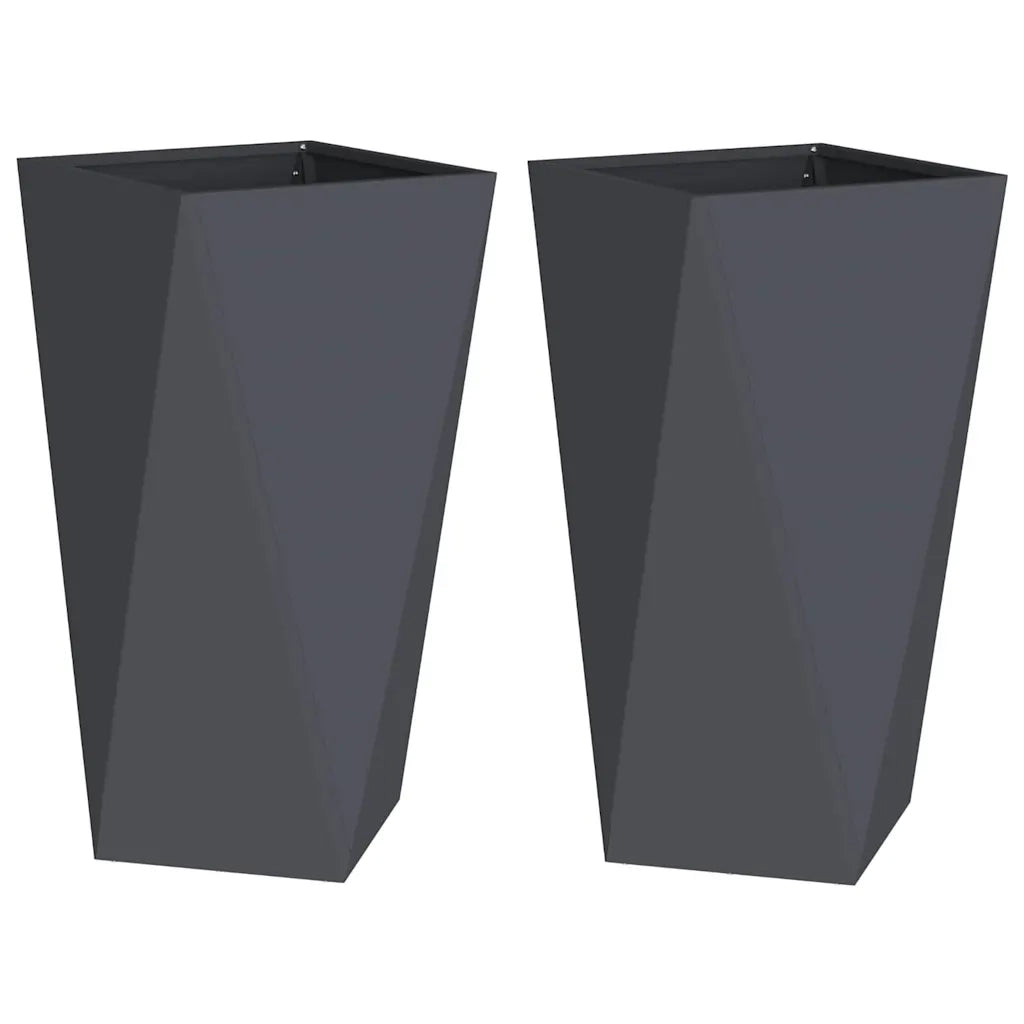 Fioriera 2 pcs Antracite 40 x 40 x 75 cm Acciaio