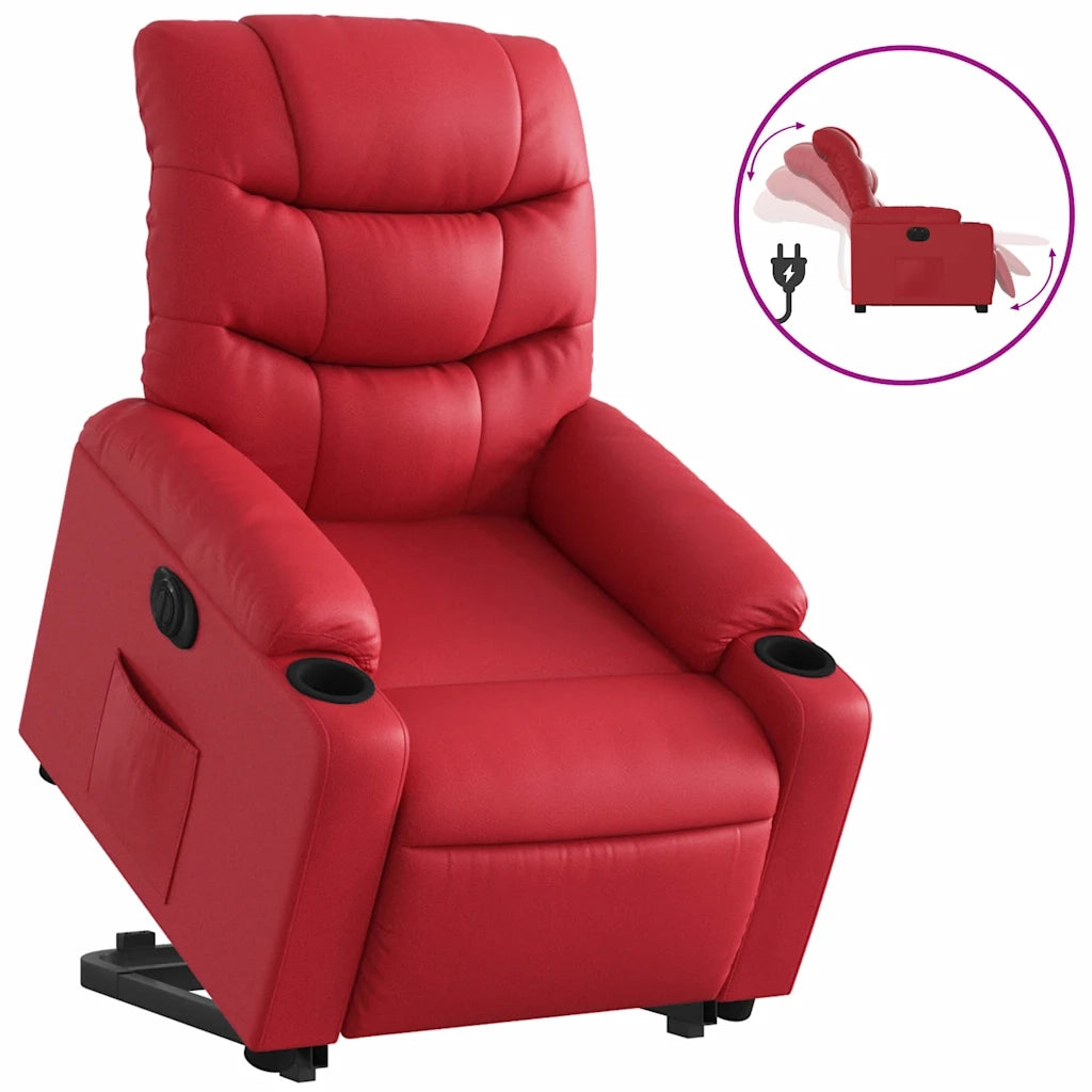 Poltrona Alzapersona Reclinabile Elettrica Rossa in Similpelle 3206618