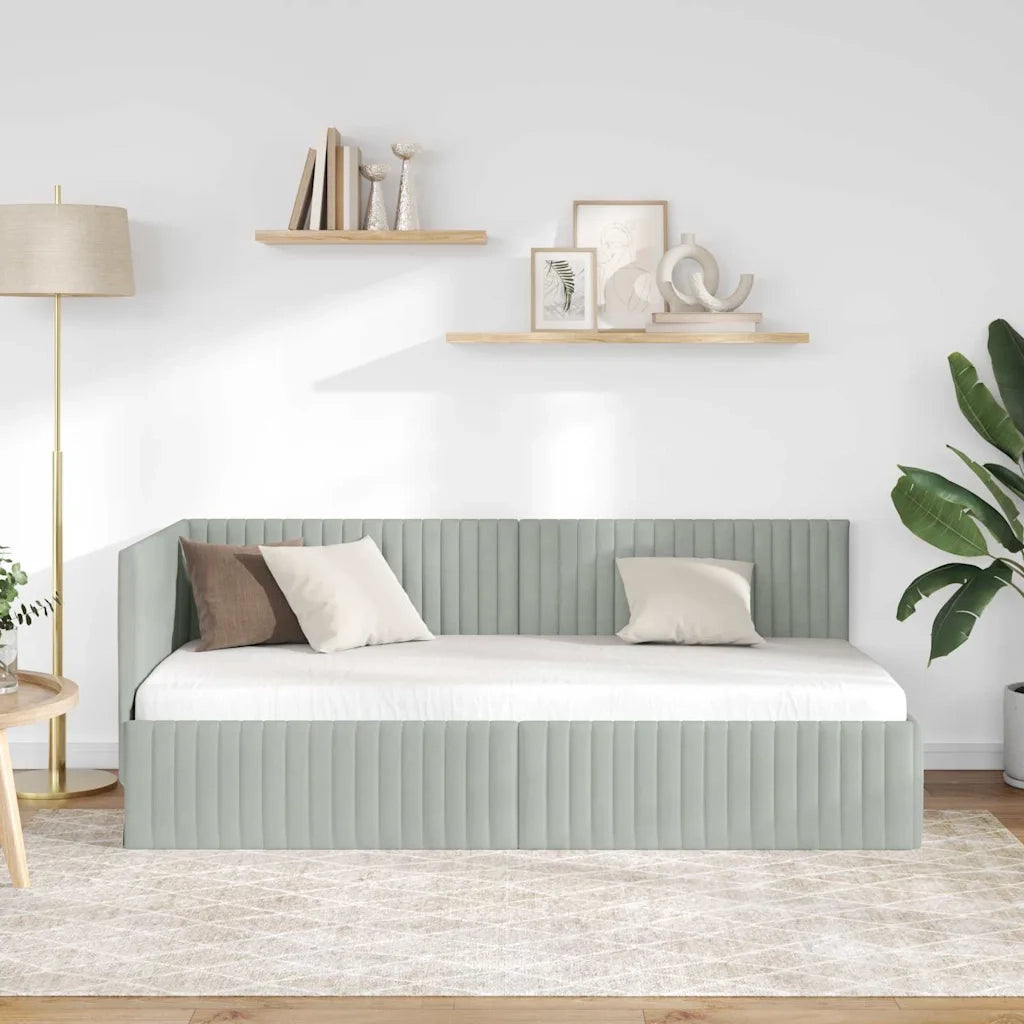 Cornice del letto ad angolo Grigio chiaro 90 cm x 190 cm