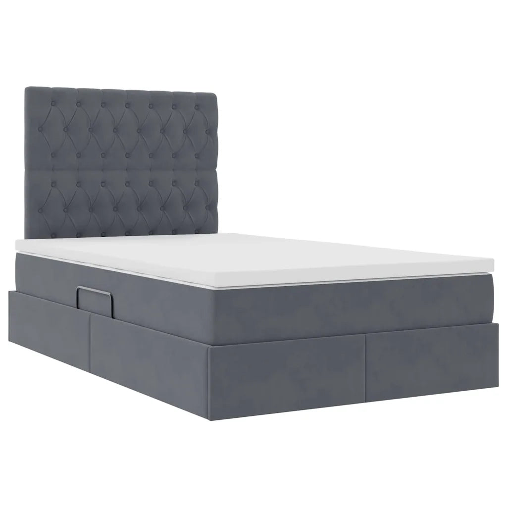 Letto con contenitore e materasso Grigio scuro 120 x 200 cm