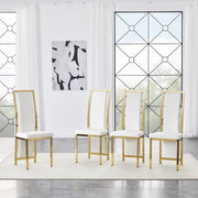 SEDIA Da pranzo 109 cm in PU bianco e metallo oro Set da 4 pezzi