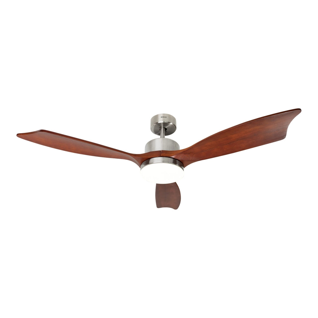 Ventilatore da soffitto 137 cm con luce LED 18W, motore DC 55W silenzioso, 6 velocità, telecomando e timer - SOGO