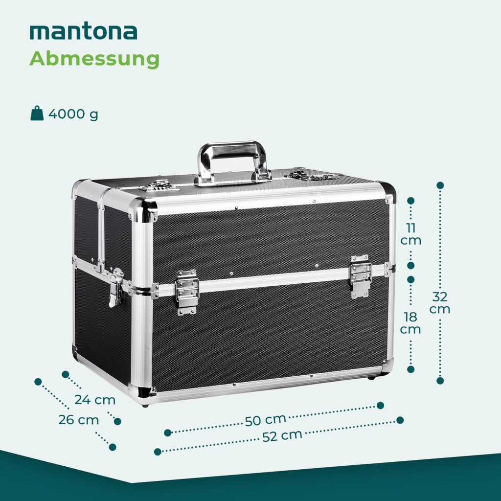 Mantona Valigetta fotografica in alluminio, custodia per fotocamera e obiettivi, con serratura a combinazione scomparti e imbottitura in schiuma