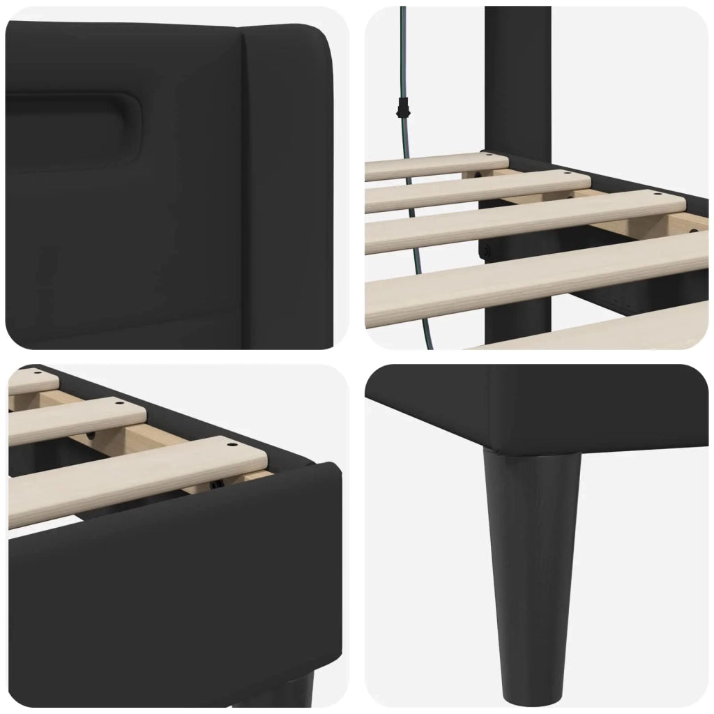 Struttura del letto con strisce LED Nero 80 x 200 cm Similpelle 42027961