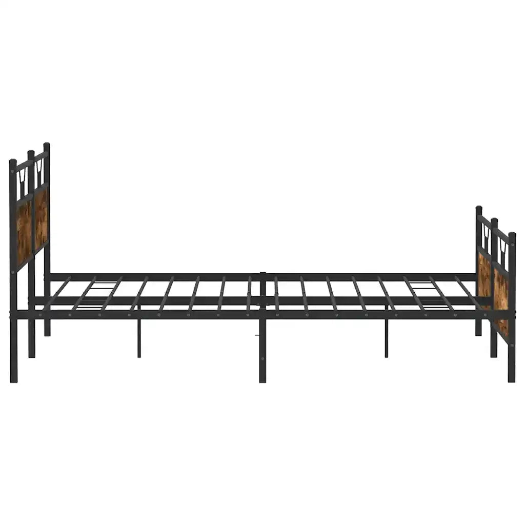 Letto matrimoniale | Letto per adulti | Giroletto senza Materaso in Metallo Rovere Fumo 193x201 cm
