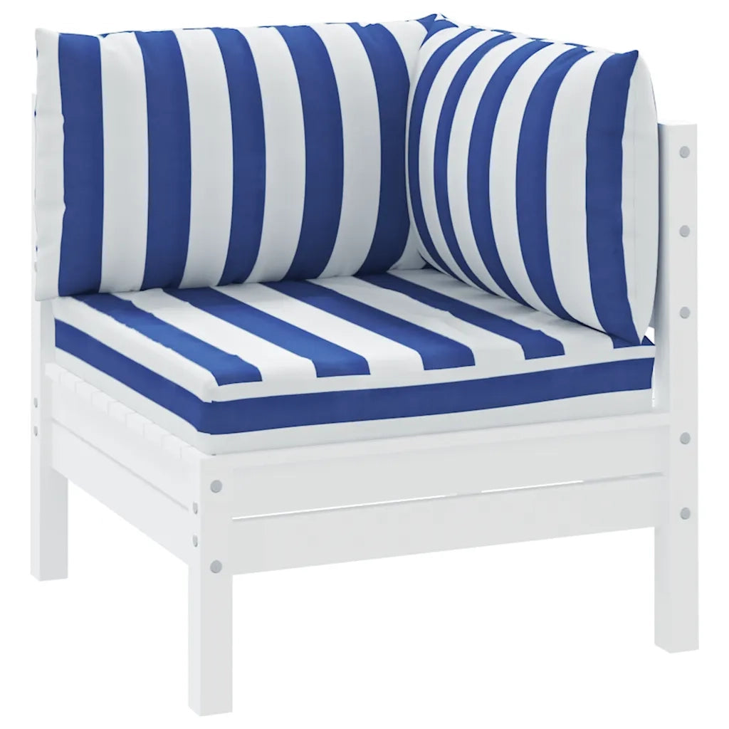 Cuscini per Pallet 3 pz | Cuscini per sedie Strisce Blu e Bianche Tessuto Oxford