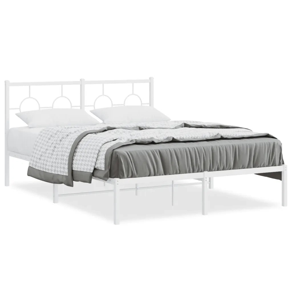 Giroletto con Testiera-Struttura Letto con testiera Metallo Bianco 140x190 cm 330091