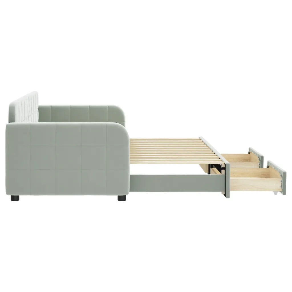 Divano Letto Estraibile Cassetti Grigio Chiaro 80x200cm Velluto 3196970
