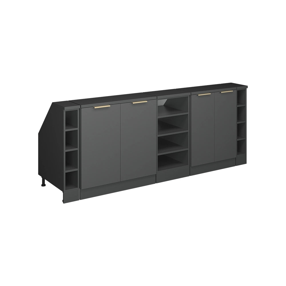 Mobile cucina sottotetto R-Line Antracite-oro/Antracite 210 cm Set di 5 carcasse armadio profondità 60 cm Vicco