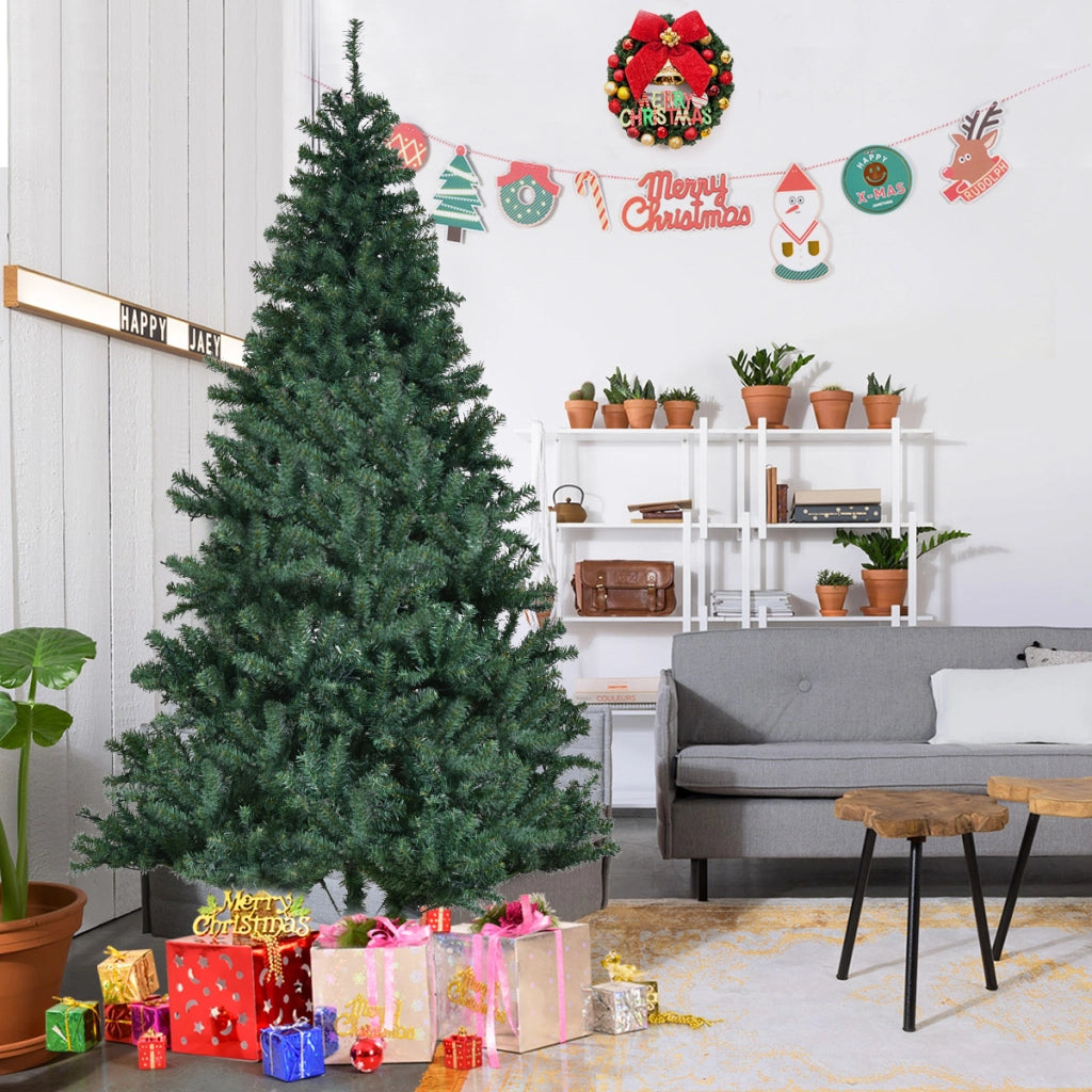 Albero di natale artificiale in PVC con 1570 rami 500 LED supporto in metallo, Albero natalizio 210cm-Alberi di Natale