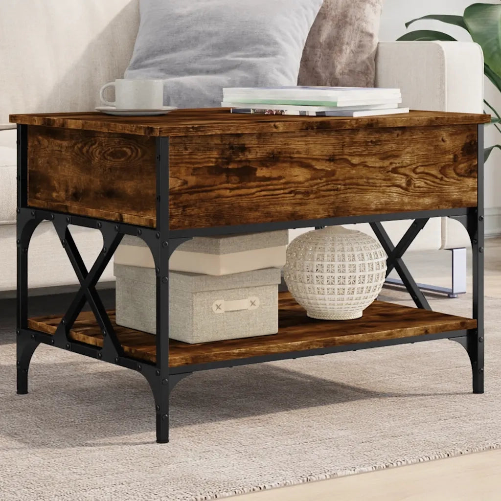 vidaXL Tavolino Salotto Rovere Fumo 70x50x50 cm Multistrato e Metallo