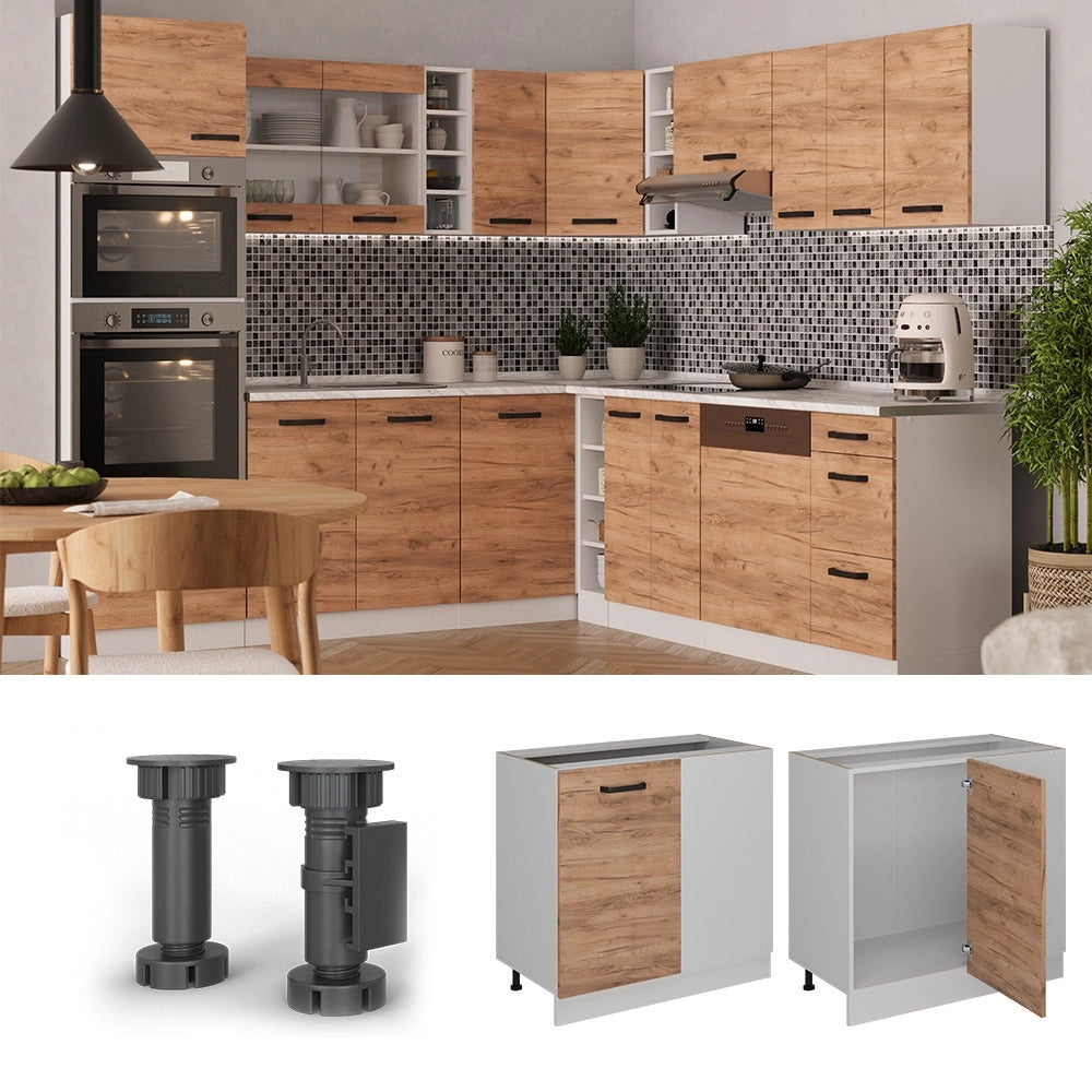 Mobile ad angolo cucina R-Line Rovere dorato/Bianco 86 cm senza piano di lavoro Vicco