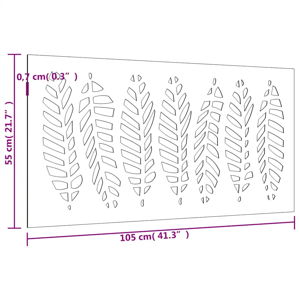 Decorazione Muro da Giardino 105x55 cm Foglia Acciaio Corten 824500