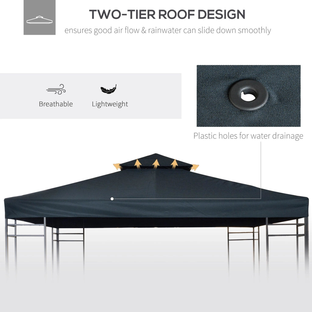 Tetto di Ricambio per Gazebo 3x3m a 2 Livelli e Resistente ai Raggi UV   Grigio Antracite