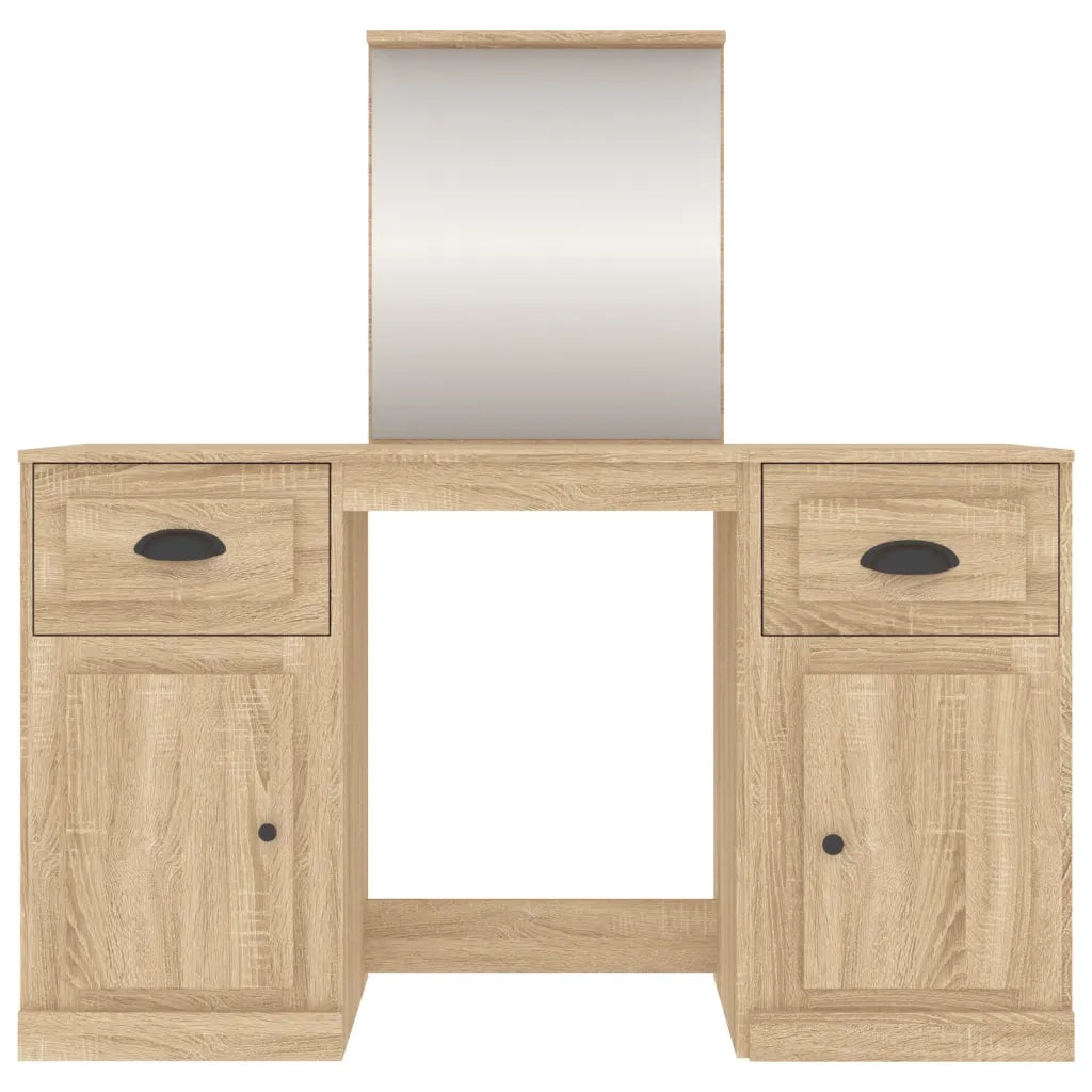Toeletta con Specchio-Tavolo da Vanit¨¤ Rovere Sonoma 130x50x132,5 cm