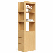 Libreria stretta con 3 vani aperti e 3 cassetti; reversibile con kit antiribaltamento; 60×40×200 cm