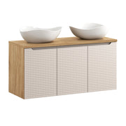 Set mobili bagno 120 cm con piano e 2 lavabi da appoggio Cloud Luxor Beige 120 x 1401 x 46 cm