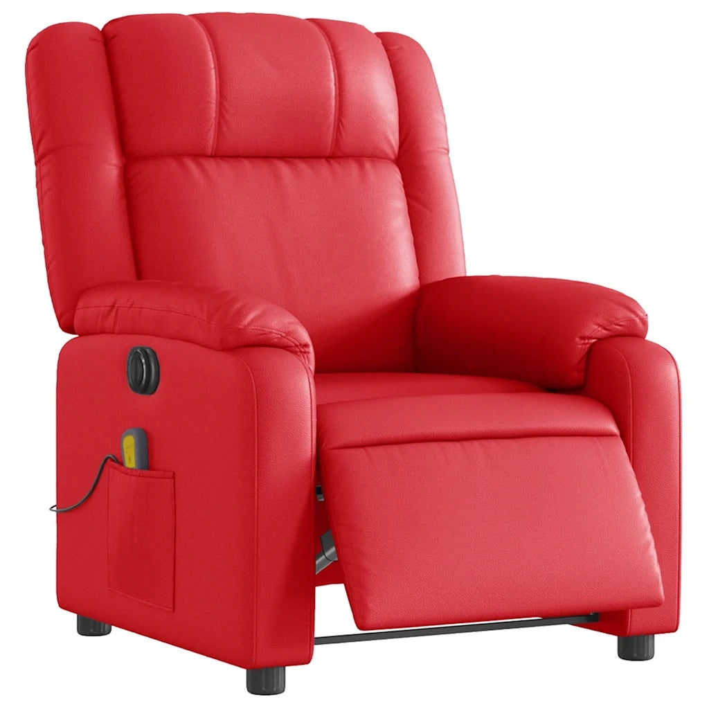 Poltrona Massaggio Elettrica Reclinabile Rosso Similpelle 3205148