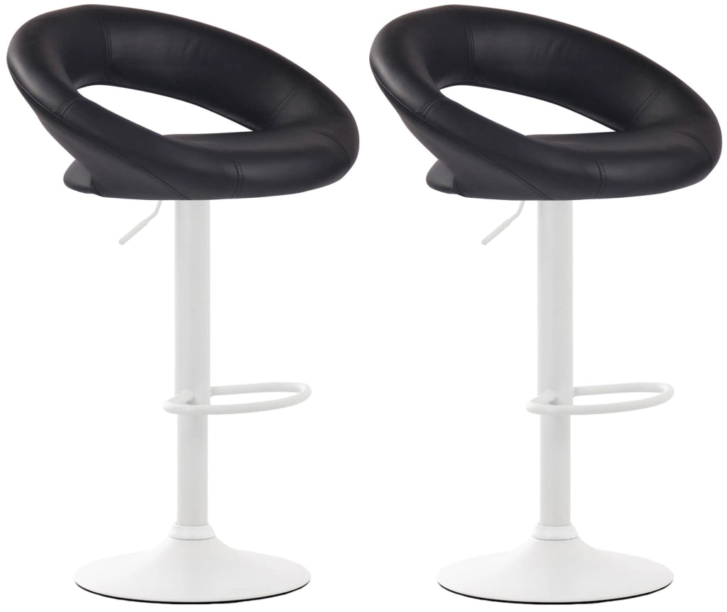 Set di 2 sgabelli da bar Olinda in finta pelle nero,bianco