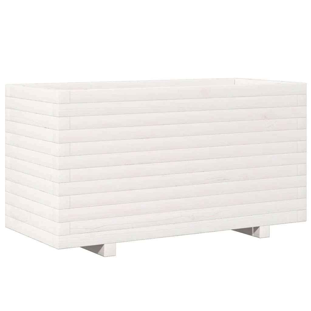 Fioriera rialzata per piante fiori patio giardino 90 x 40 x 49,5 cm legno di pino massiccio bianco 02_0037987
