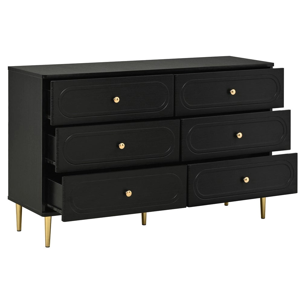 Credenza con 6 Cassetti ¨C MINIMAL ¨C Bianco/Nero, Metallo, Design Moderno per Soggiorno