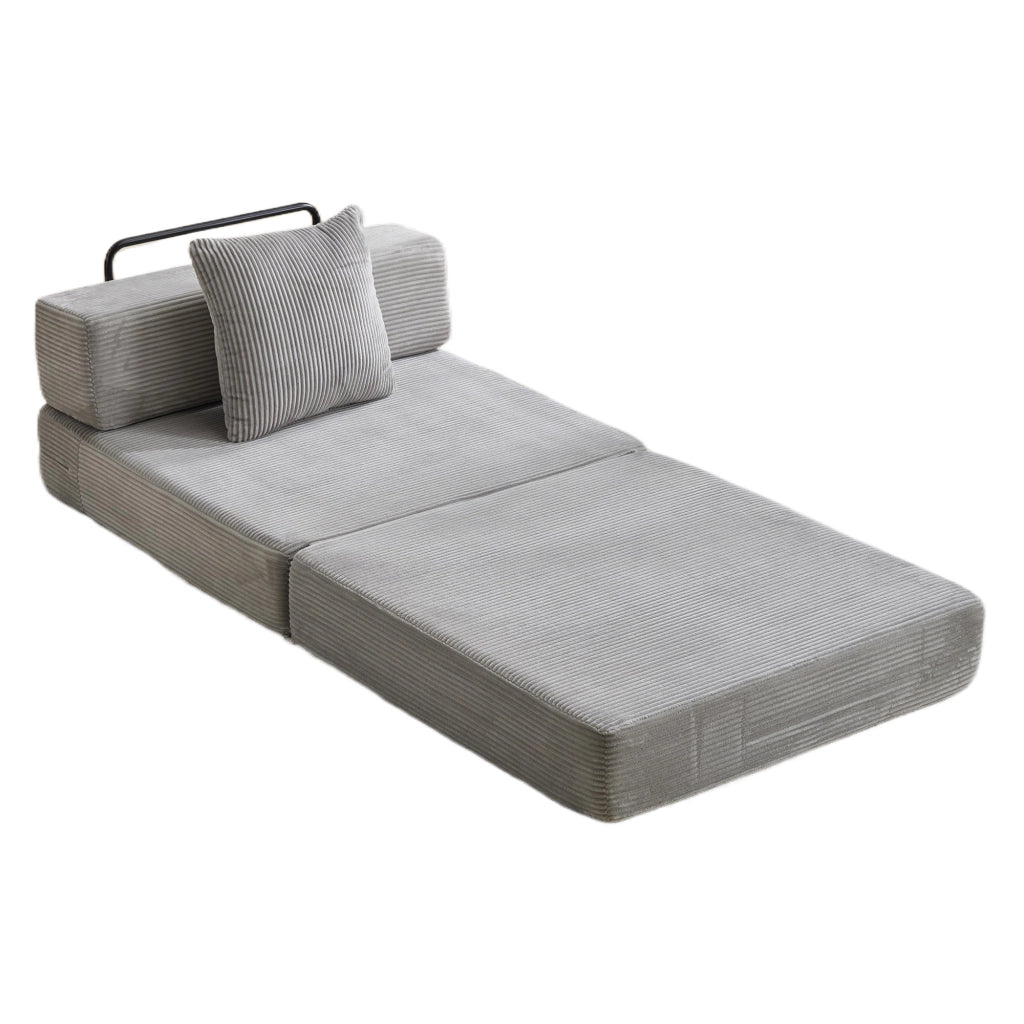 DIVANO LETTO Pieghevole in velluto a coste Grigio chiaro
