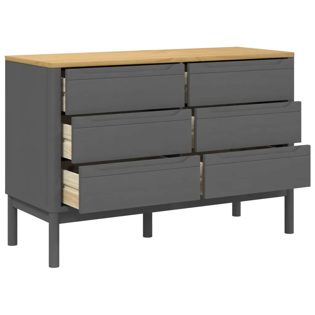 Cassettiera FLORO Grigia in Legno Massello di Pino 374013