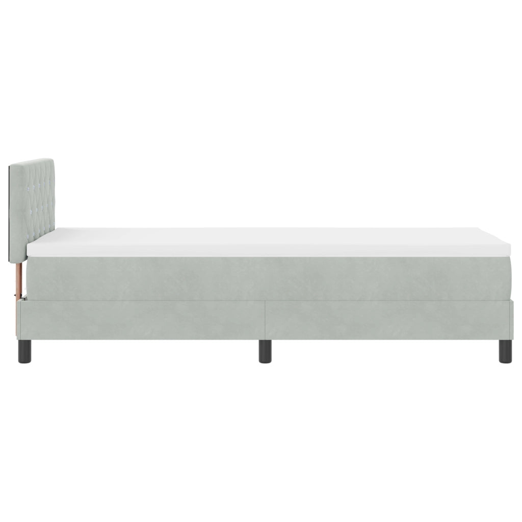 Letto con Materasso Box Spring Grigio Chiaro 80x200 cm Velluto