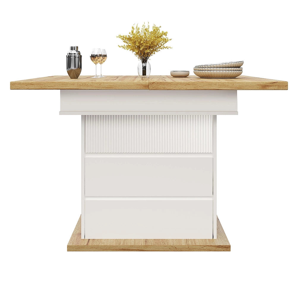 Tavolo estensibile - Xylo - 110-140x80cm con 3 ripiani bianco