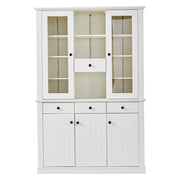Vetrina con 5 ante; 4 cassetti e LED - per soggiorno - 119.5 x 40 x 180 cm - bianco