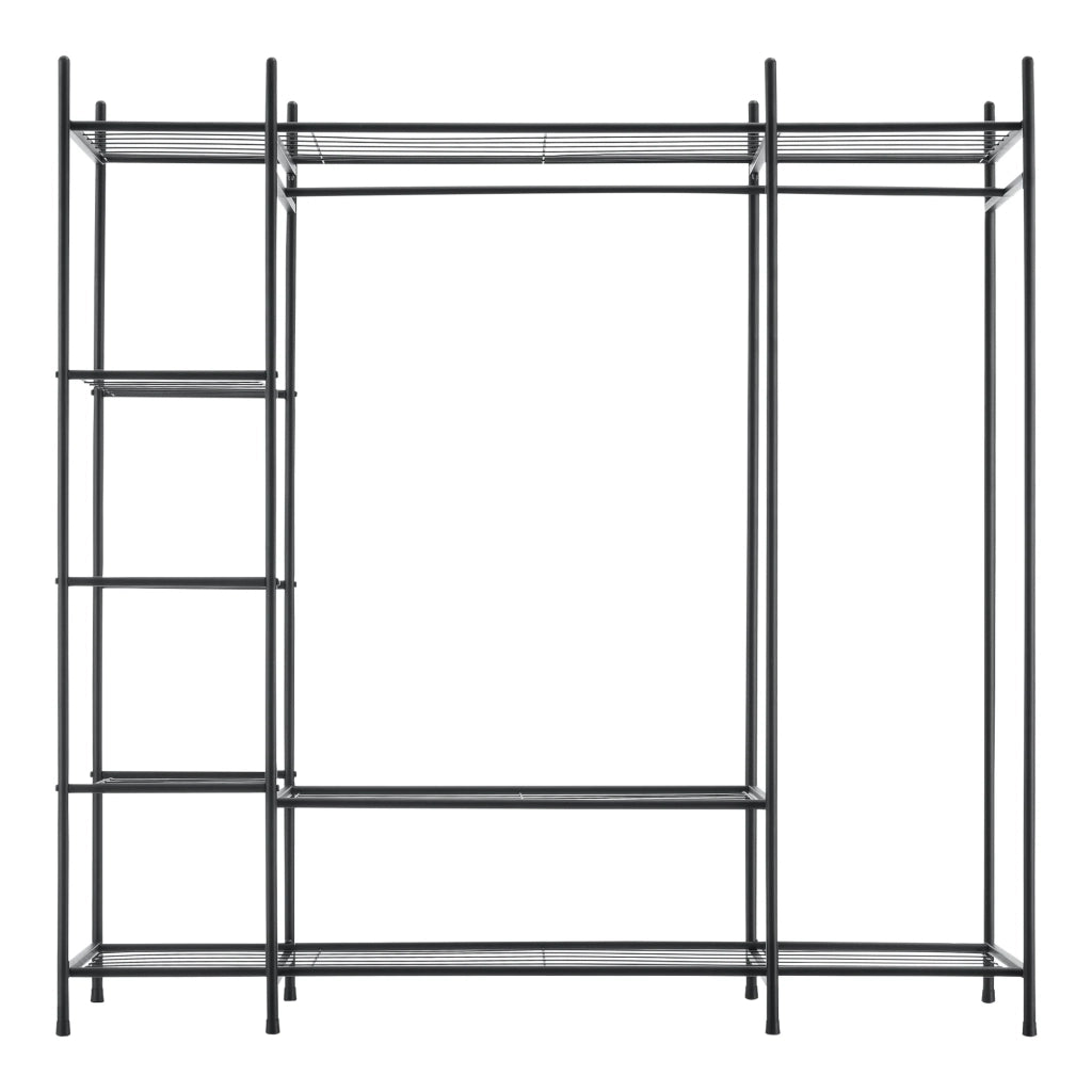 Armadio con ripiani 6 ripiani acciaio laccato 150 x 150 x 40 cm nero 03_0008148