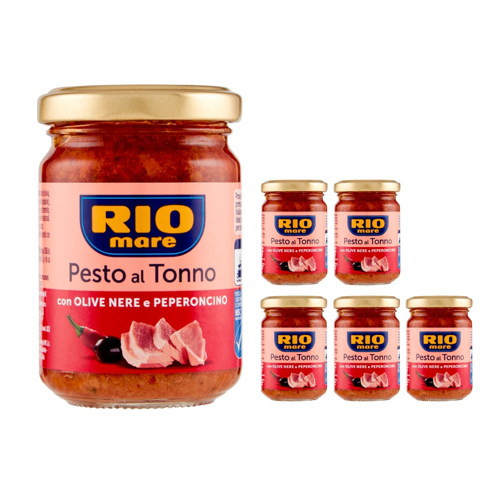 Rio mare pesto al tonno con olive nere e peperoncino 6 vasetti da 130 grammi