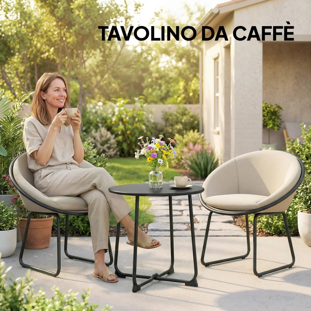 Tavolino da Caff¨¨ Rotondo ¨C zephmum ¨C Nero, Metallo, ?50 cm