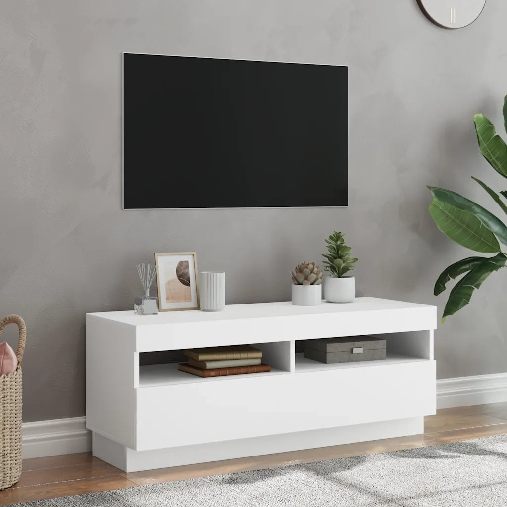 Mobile Porta TV con Luci LED Bianco 100x35x40 cm