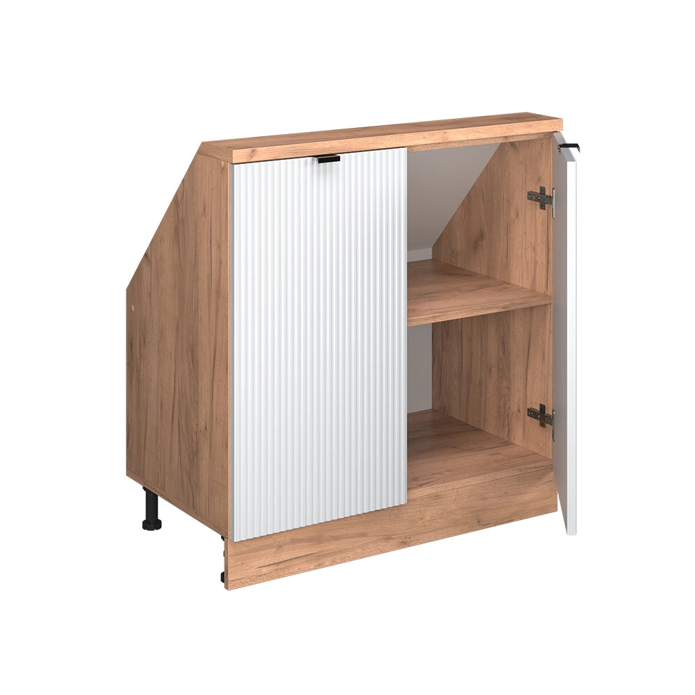 Mobile cucina sottotetto R-Line Ondulazione bianca/Rovere dorato 80 cm con 2 porte Vicco