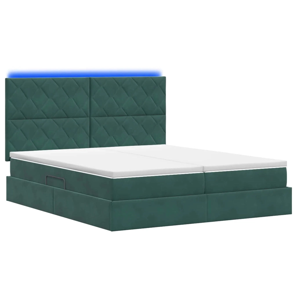 Letto con contenitore LED e materasso Verde Scuro 200 x 200 cm 3460287