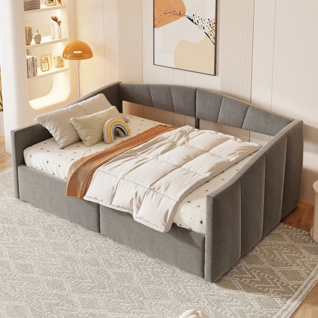 Letto divano imbottito 140x200 cm con contenitore idraulico