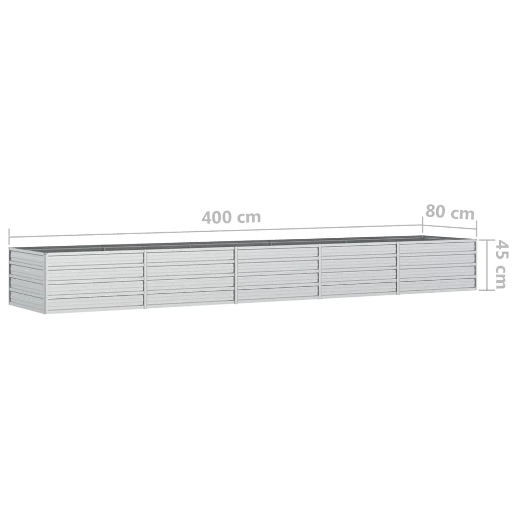 Fioriera rialzata per piante fiori patio giardino 400 x 80 x 45 cm acciaio zincato argento 02_0039446