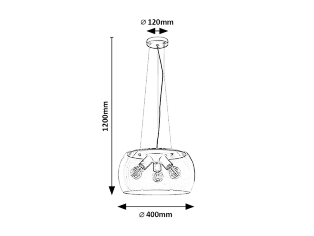 Lampada a sospensione Rabalux Ursula nera 3xE27 Ø40cm