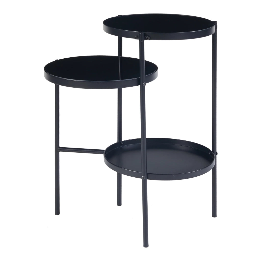 Tavolino laterale con 3 ripiani in metallo 70 x 58 x 37 cm nero 03_0010930