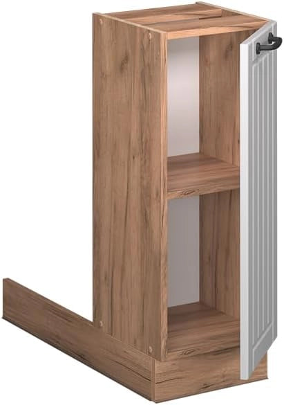 Isola cucina Fame-Line, Rovere nero lucido, 30 cm Senza piano di lavoro, liberamente combinabile con altri moduli Fame-Line