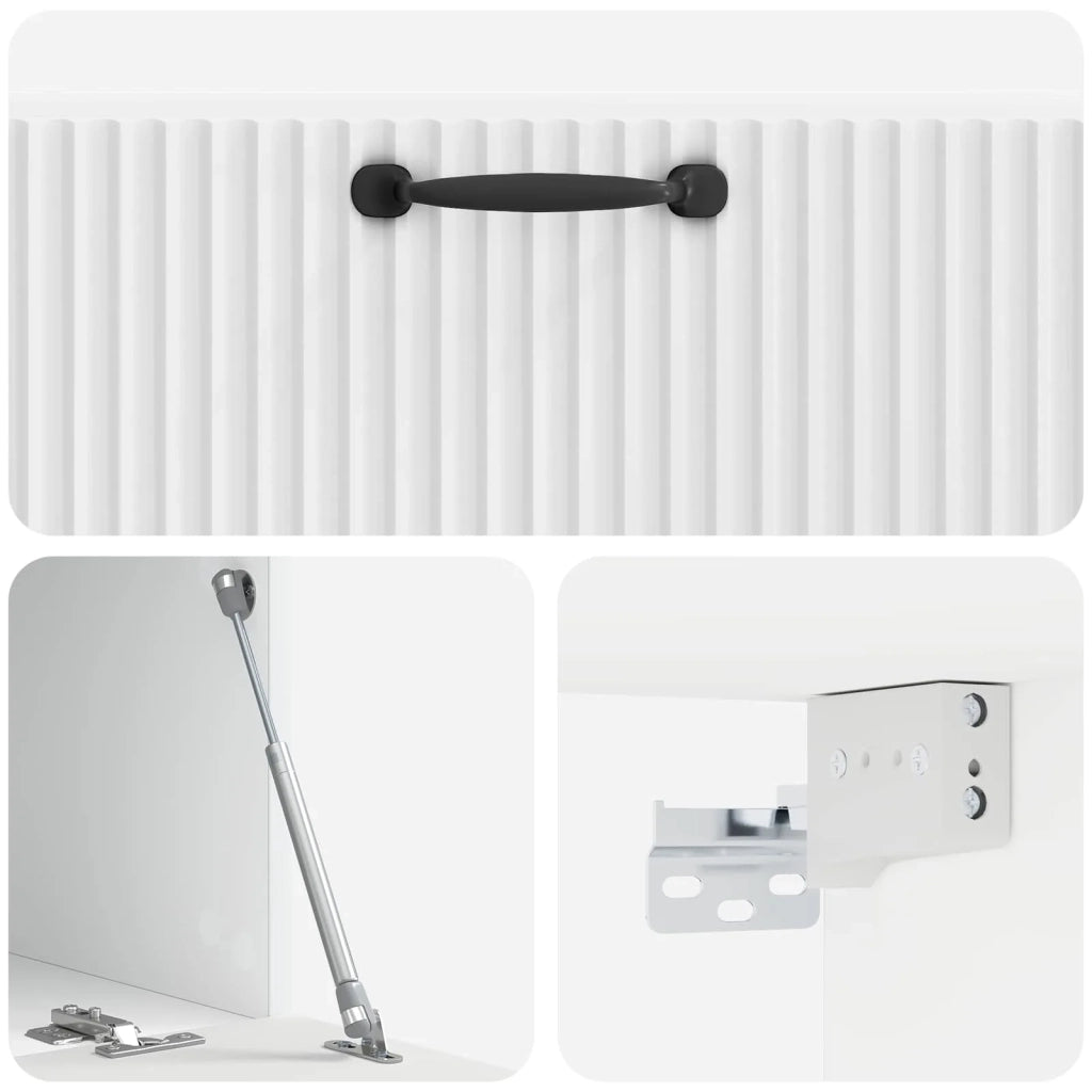 Mobile Porta TV da Muro Bianco Lucido 78,5 x 41 x 30 cm 899029
