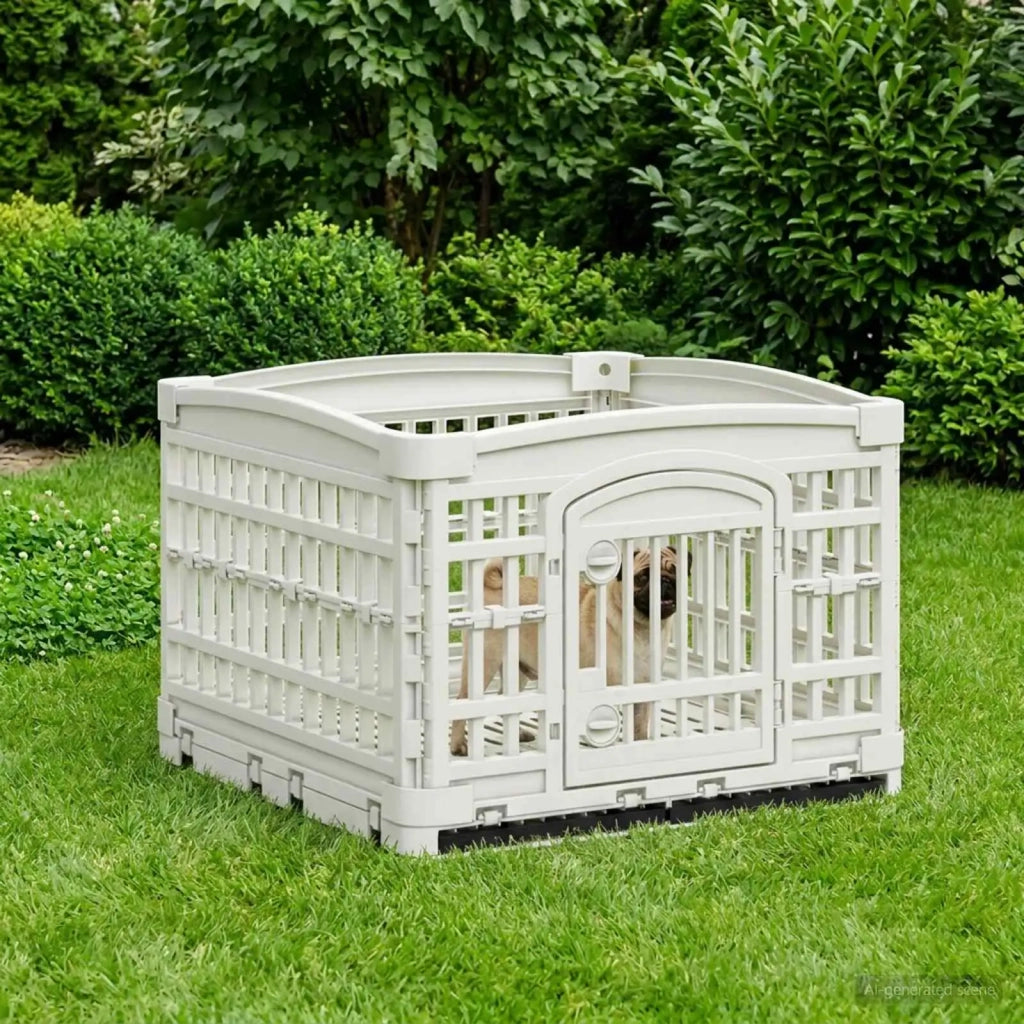 Parco giochi per cani a 4 pannelli 122 x 106,5 x 82 cm Plastica 42027215