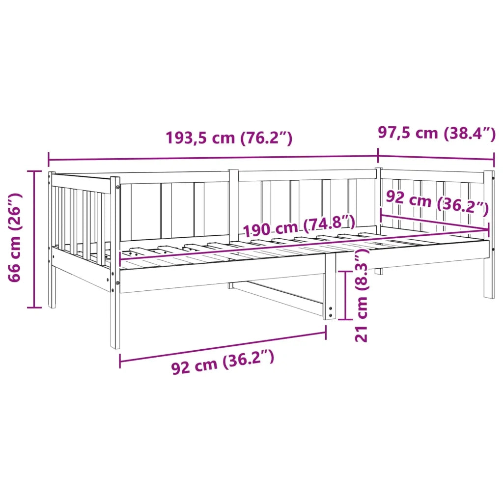 Struttura del letto Marrone cerato 90 x 190 cm Pino massello 863896