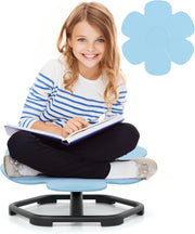 Sedia Girevole a 360° per Bambini, Sedia Sensoriale con Base in Metallo Antiscivolo per Allenare la Coordinazione Fisica e l'Equilibrio, Giocattolo per Cameretta (Blu,Fiore)