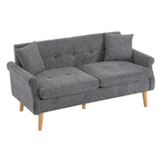 Divano Dritto 2 Posti con Cuscini Seduta Spessi 15 cm; Comfort Ergonomico Piedi in Legno Massello in Ciniglia Grigio