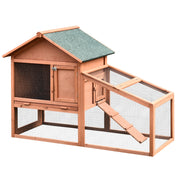 Casetta per Conigli Due Livelli in Legno con Tetto ¨C zephmum ¨C Grigio 144x64.5x100cm